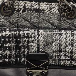 Pre Owned Karl Lagerfeld Black/Silver Tweed And Leather Mini Tote
