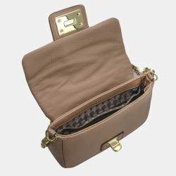 Pre Owned Karl Lagerfeld Paris Agyness Almond & Gold Leather Crossbody LH0EA502ALM