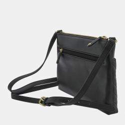 Pre Owned Karl Lagerfeld Paris Agyness Black & Gold Leather Crossbody LH7EB362BGD