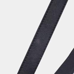 Pre Owned Karl Lagerfeld Black/White Saffiano Leather Logo Boston Bag