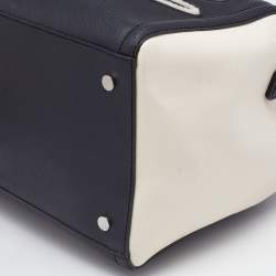 Pre Owned Karl Lagerfeld Black/White Saffiano Leather Logo Boston Bag