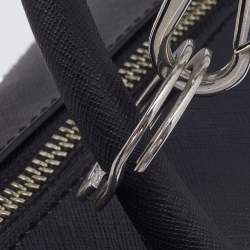 Pre Owned Karl Lagerfeld Black/White Saffiano Leather Logo Boston Bag