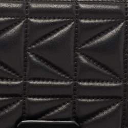 Karl Lagerfeld Black Quilted Leather Pushlock Flap Clutch