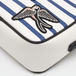 Pre Owned Karl Lagerfeld White/Blue Striped Captain Karl Crossbody Bag