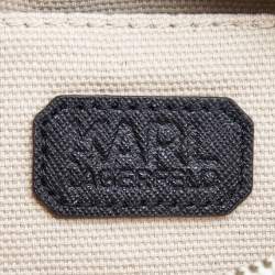 Pre Owned Karl Lagerfeld White/Blue Striped Captain Karl Crossbody Bag