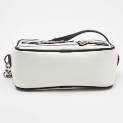 Pre Owned Karl Lagerfeld White/Blue Striped Captain Karl Crossbody Bag