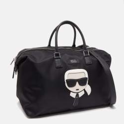 Pre Owned Karl Lagerfeld Black Nylon k/ikonik Duffel Bag