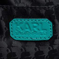 Pre Owned Karl Lagerfeld Green Saffiano Leather Medium K/Signature Shoulder Bag