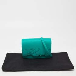 Pre Owned Karl Lagerfeld Green Saffiano Leather Medium K/Signature Shoulder Bag