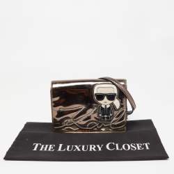 Pre Owned Karl Lagerfeld Metallic Patent and Leather K/IKONIK Shoulder Bag