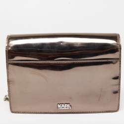 Pre Owned Karl Lagerfeld Metallic Patent and Leather K/IKONIK Shoulder Bag