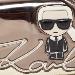 Pre Owned Karl Lagerfeld Metallic Patent and Leather K/IKONIK Shoulder Bag