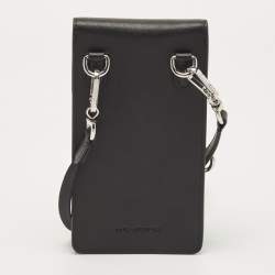 Karl Lagerfeld Black Leather Kikonik Phone Crossbody Bag