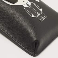 Karl Lagerfeld Black Leather Kikonik Phone Crossbody Bag