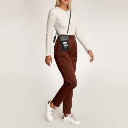 Karl Lagerfeld Black Leather Kikonik Phone Crossbody Bag