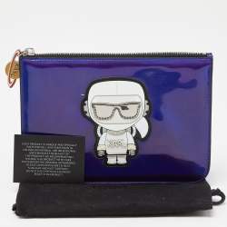 Pre Owned Karl Lagerfeld Indigo PVC K/ikonik Zip Pouch