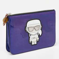 Pre Owned Karl Lagerfeld Indigo PVC K/ikonik Zip Pouch