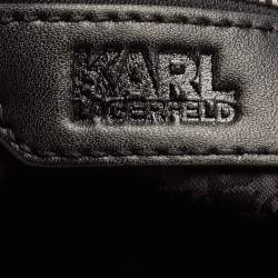 Pre Owned Karl Lagerfeld Black Leather Hobo