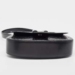 Pre Owned Karl Lagerfeld Black Leather K/Saddle Shoulder Bag