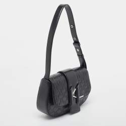 Pre Owned Karl Lagerfeld Black Leather K/Saddle Shoulder Bag