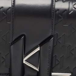 Pre Owned Karl Lagerfeld Black Leather K/Saddle Shoulder Bag