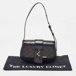 Pre Owned Karl Lagerfeld Black Leather K/Saddle Shoulder Bag