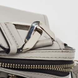 Karl Lagerfeld Grey Leather Front Zip Crossbody Bag