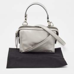 Karl Lagerfeld Grey Leather Front Zip Crossbody Bag