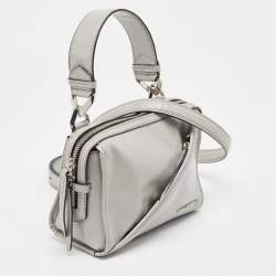 Karl Lagerfeld Grey Leather Front Zip Crossbody Bag