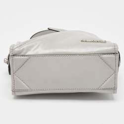 Karl Lagerfeld Grey Leather Front Zip Crossbody Bag