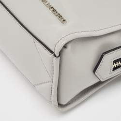 Karl Lagerfeld Grey Leather Front Zip Crossbody Bag