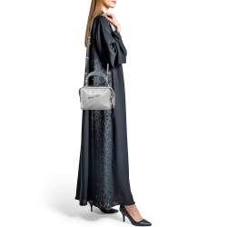 Karl Lagerfeld Grey Leather Front Zip Crossbody Bag
