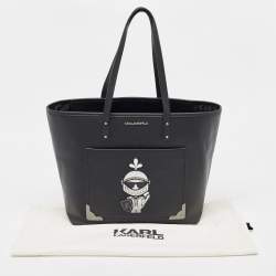 Karl Lagerfeld Black Coated Canvas Maybelle Tote