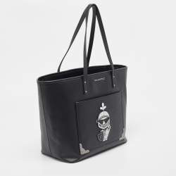 Karl Lagerfeld Black Coated Canvas Maybelle Tote