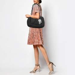 Pre Owned Karl Lagerfeld Black Nylon k/ikonik Chain Clutch