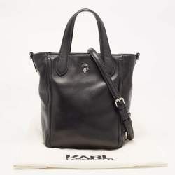 Pre Owned Karl Lagerfeld Black Leather Tote