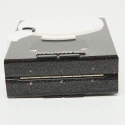 Pre Owned Karl Lagerfeld Grey Glitter Acrylic K/ikonik Karl Minaudière Crossbody Bag