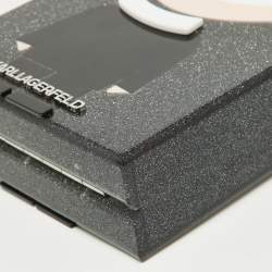 Pre Owned Karl Lagerfeld Grey Glitter Acrylic K/ikonik Karl Minaudière Crossbody Bag