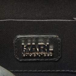 Pre Owned Karl Lagerfeld Grey Glitter Acrylic K/ikonik Karl Minaudière Crossbody Bag