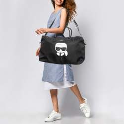 Pre Owned Karl Lagerfeld Black Nylon k/ikonik Duffel Bag