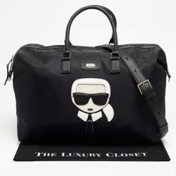 Pre Owned Karl Lagerfeld Black Nylon k/ikonik Duffel Bag