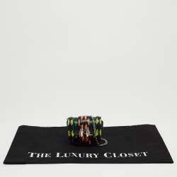 Pre Owned Karl Lagerfeld Multicolor Leather K/Saddle Chain Coin Purse