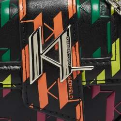 Pre Owned Karl Lagerfeld Multicolor Leather K/Saddle Chain Coin Purse