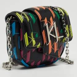 Pre Owned Karl Lagerfeld Multicolor Leather K/Saddle Chain Coin Purse