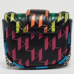 Pre Owned Karl Lagerfeld Multicolor Leather K/Saddle Chain Coin Purse