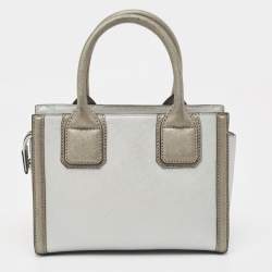 Pre Owned Karl Lagerfeld Metallic Silver/Dark Grey Saffiano Leather Mini K Klassik Tote