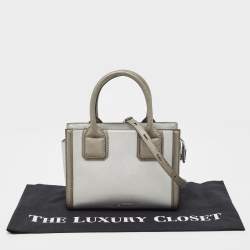 Pre Owned Karl Lagerfeld Metallic Silver/Dark Grey Saffiano Leather Mini K Klassik Tote