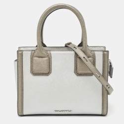 Pre Owned Karl Lagerfeld Metallic Silver/Dark Grey Saffiano Leather Mini K Klassik Tote
