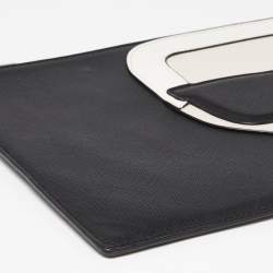 Pre Owned Karl Lagerfeld Black/White Leather K/Ikonik Zip Pouch