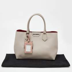 Karl Lagerfeld Grey Textured Leather Tote